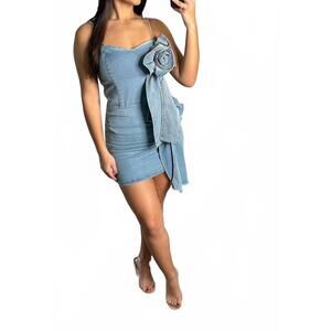 NEW PASTEL DESIGN roses & denim skirt in blue